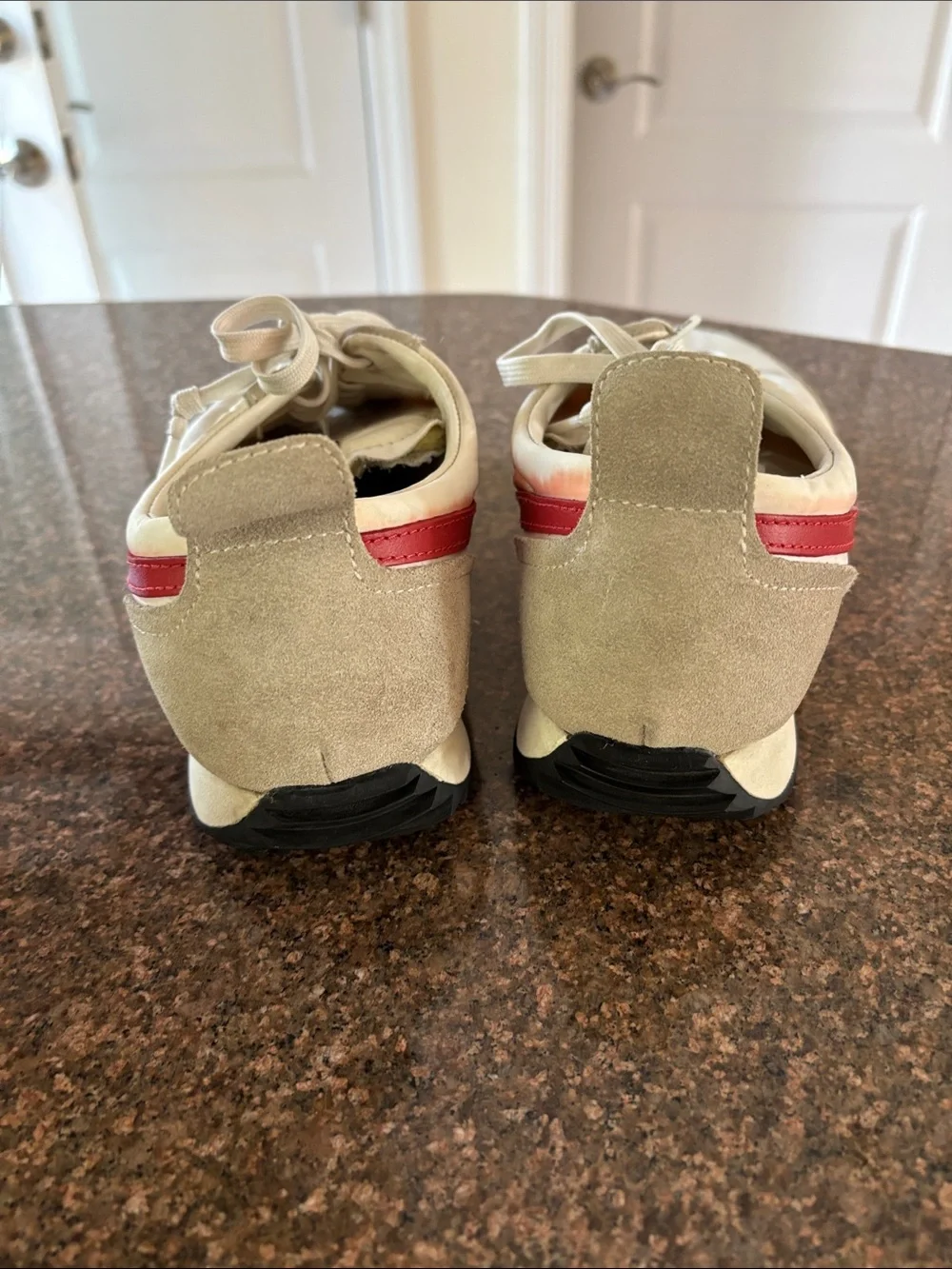 rag & bone Ladies Cream Red Low-Top Sneakers